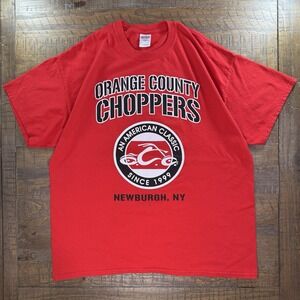 VTG Orange County Choppers T-Shirt Tag Size XL(fits LARGE) Red Newburgh New York